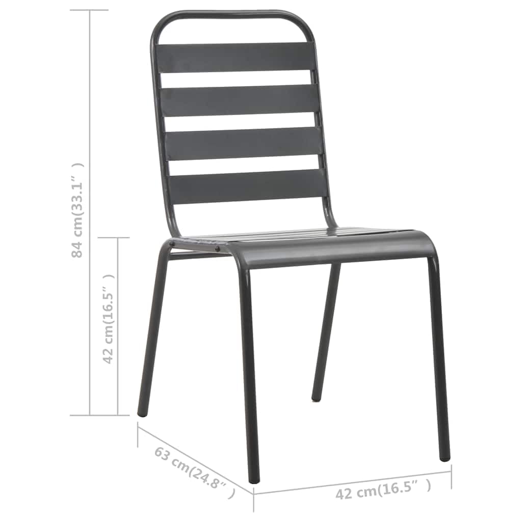 Stackable Steel Grey Patio Chairs Set of 2 U212
