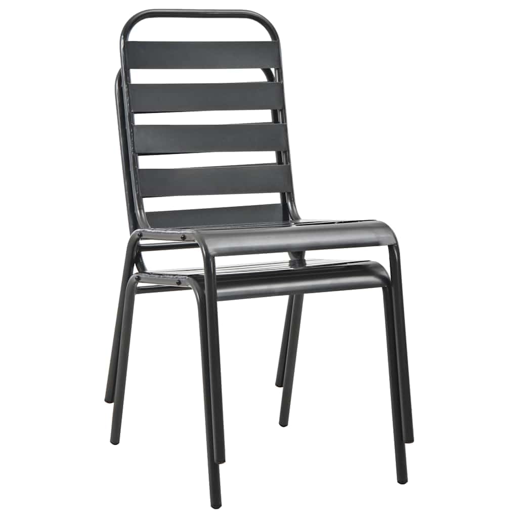Stackable Steel Grey Patio Chairs Set of 2 U212