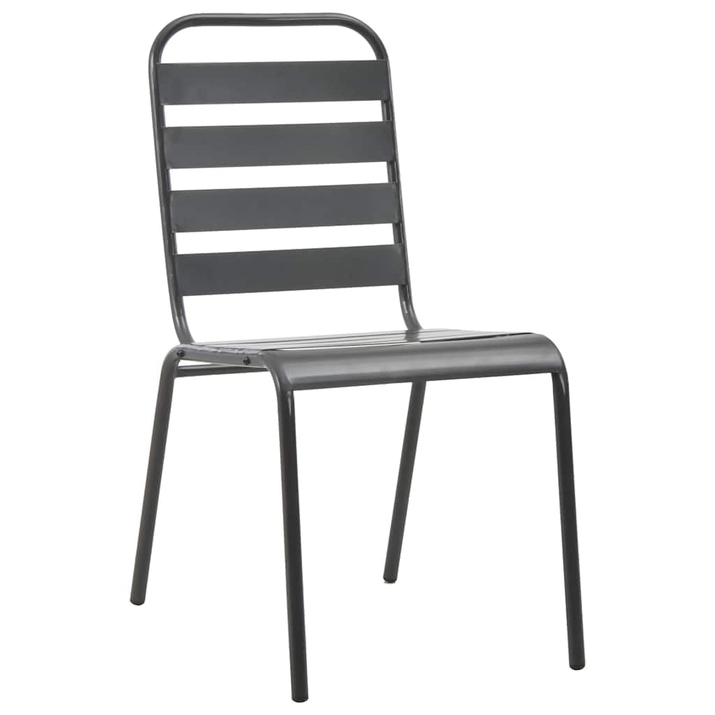 Stackable Steel Grey Patio Chairs Set of 2 U212