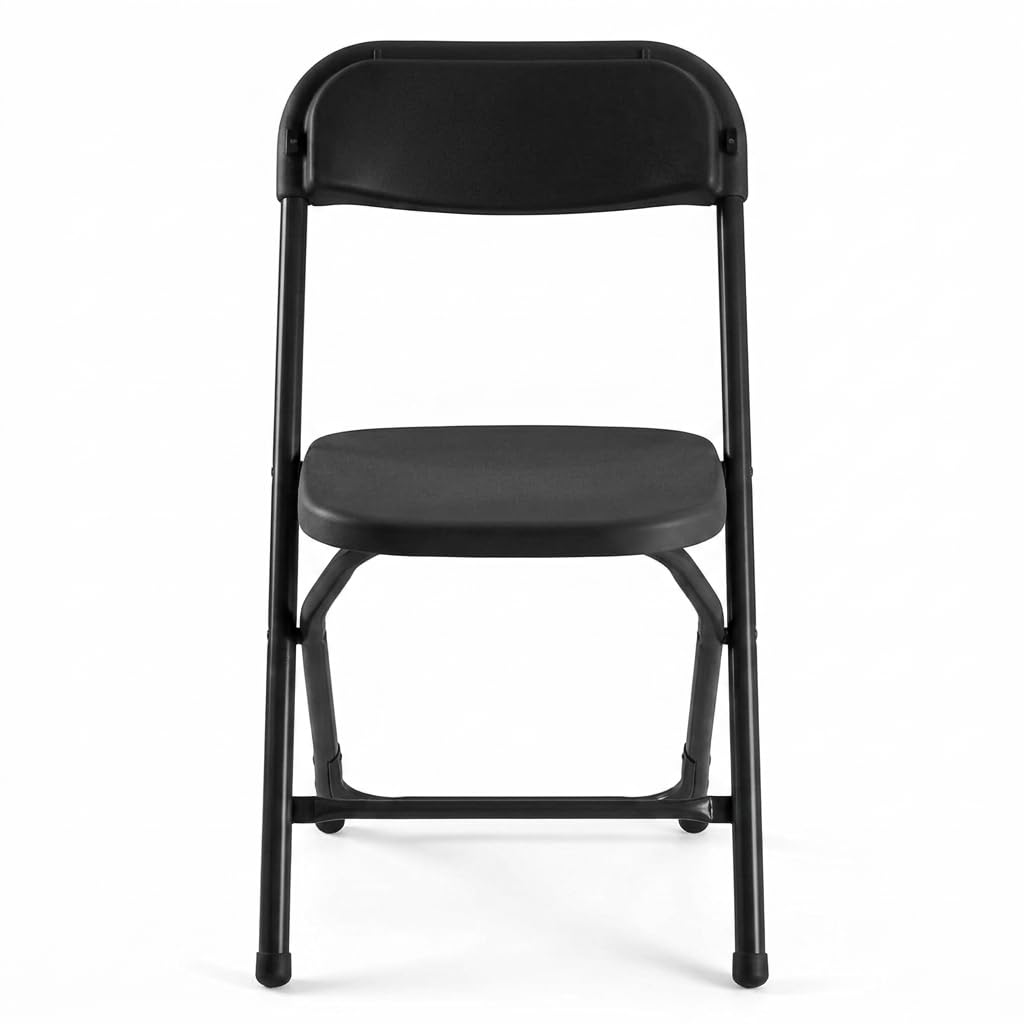 Folding Chairs Set of 10, 330lbs Heavy Duty Plastic Stackable Chairs, Portable Foldable Indoor Outdoor Chairs for Party, Camping, Patio & Events, Black I378544