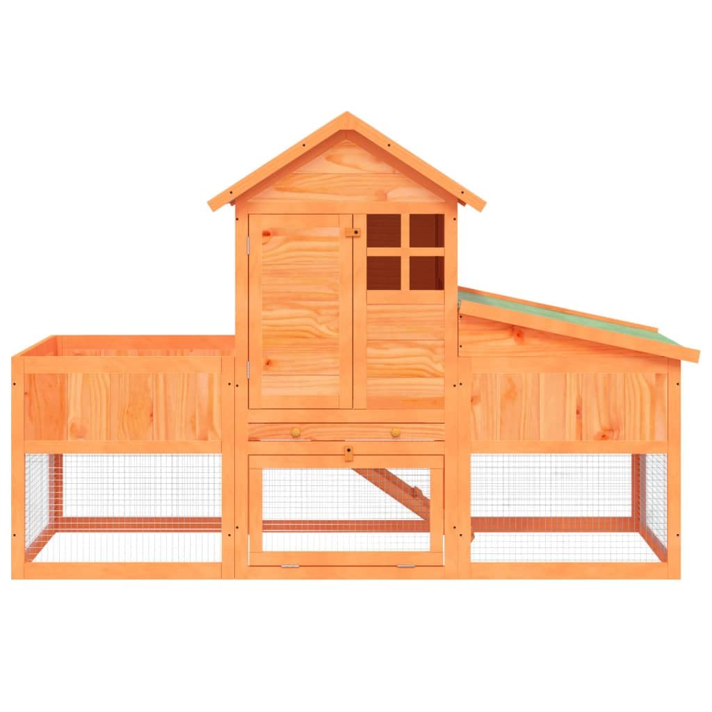 Two-Tier Wooden Rabbit Hutch with Run T540776