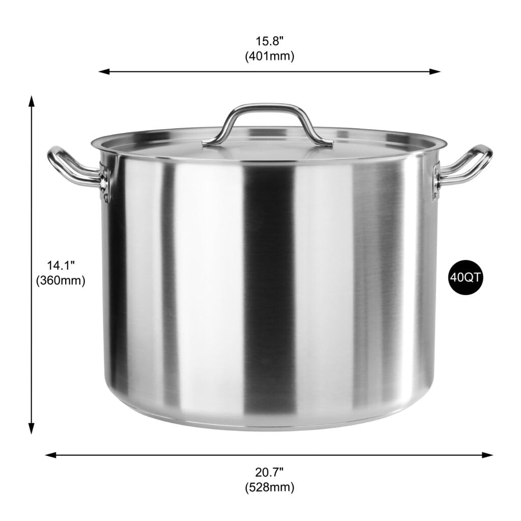 40 Qt Stainless Steel Stock Pot with Cover V92083