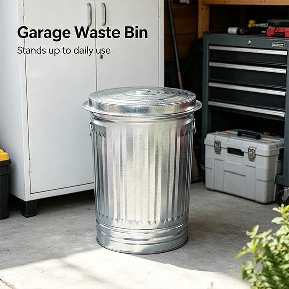 31-Gallon Galvanized Steel Trash Can with Lid D248548