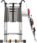 Telescoping Ladder with Hook Folding Portable Aluminum 330 Lbs C689264