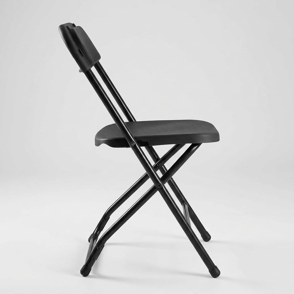 Folding Chairs Set of 10, 330lbs Heavy Duty Plastic Stackable Chairs, Portable Foldable Indoor Outdoor Chairs for Party, Camping, Patio & Events, Black I378544