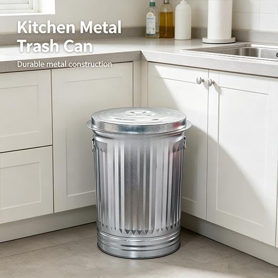 31-Gallon Galvanized Steel Trash Can with Lid D248548