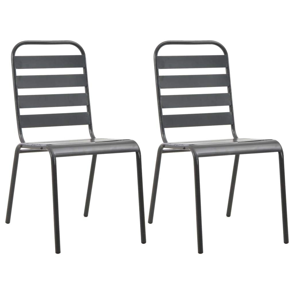 Stackable Steel Grey Patio Chairs Set of 2 U212