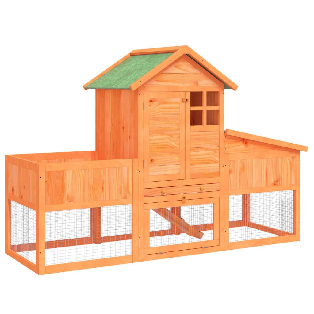 Two-Tier Wooden Rabbit Hutch with Run T540776