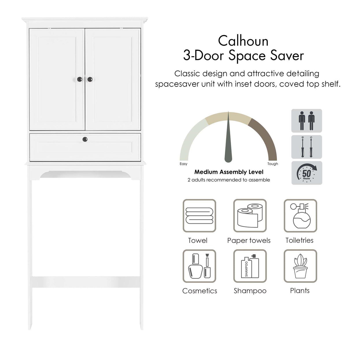 White Over the Toilet Storage Cabinet L681