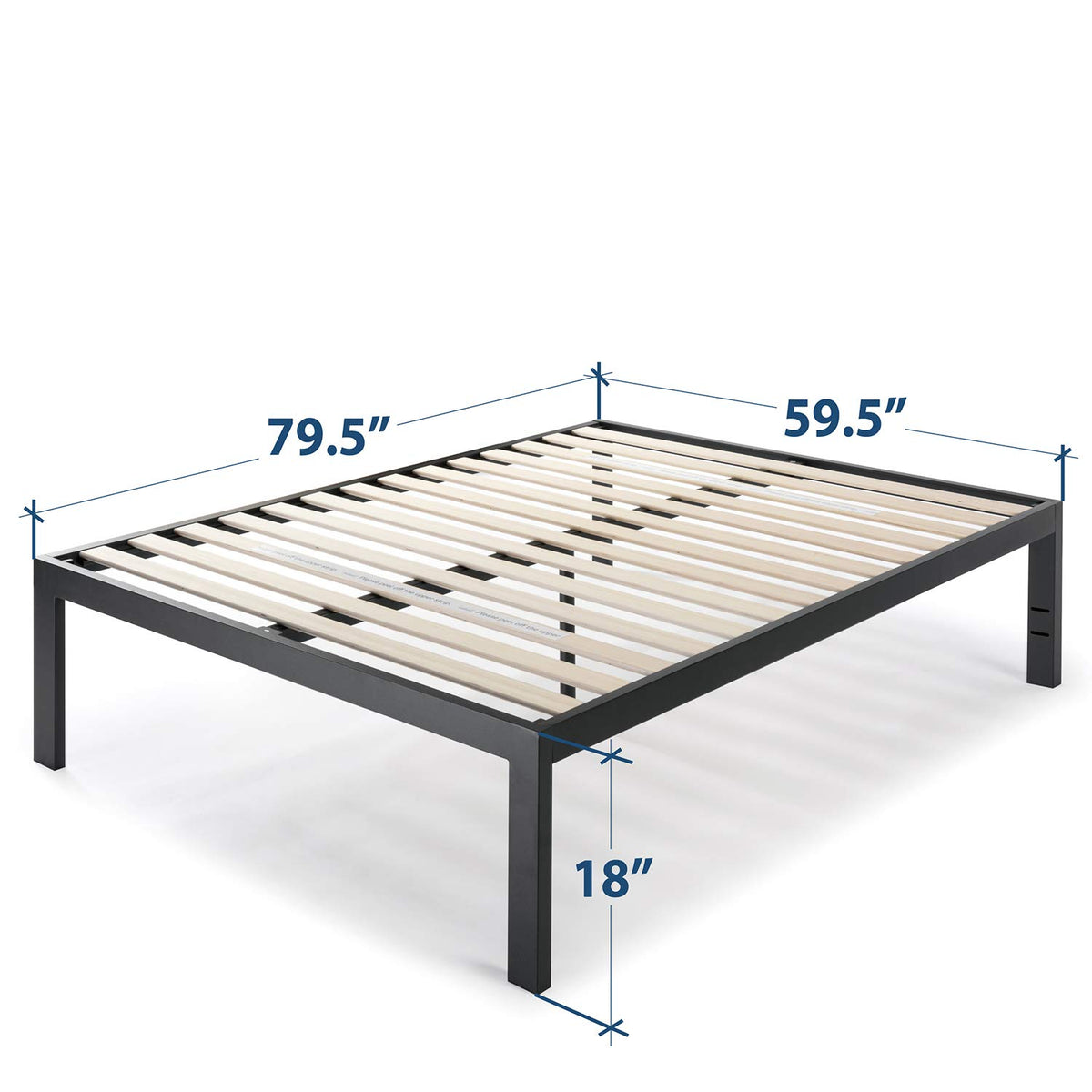 Queen 18 Inch Heavy Duty Steel Platform Bed with Wood Slat I52835