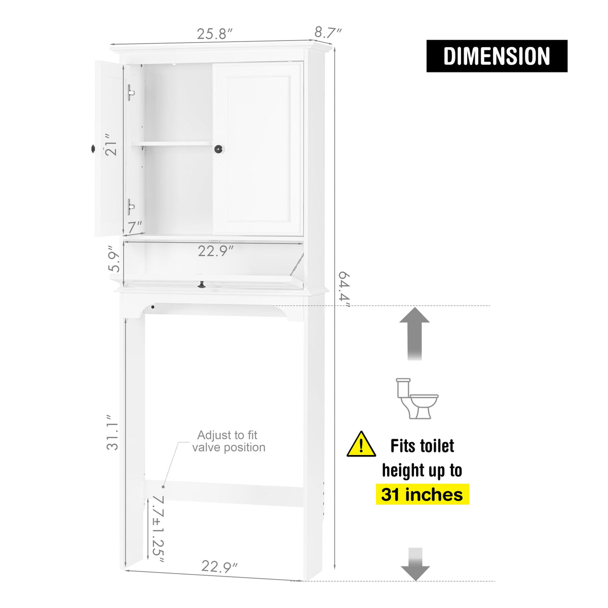 White Over the Toilet Storage Cabinet L681