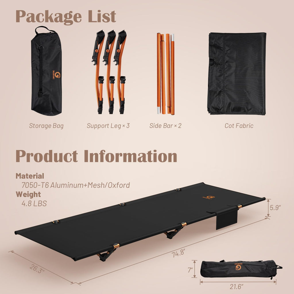 Foldable Camping Cot with Storage Bag E65504