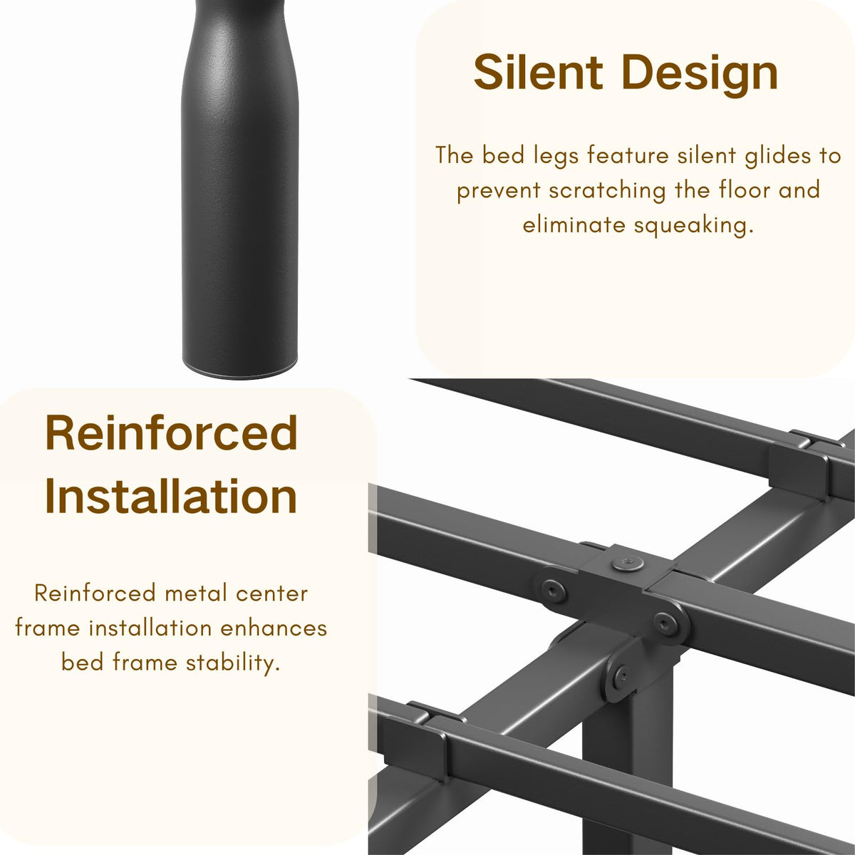 Queen Size Black Metal Bed Frame with Storage D8663