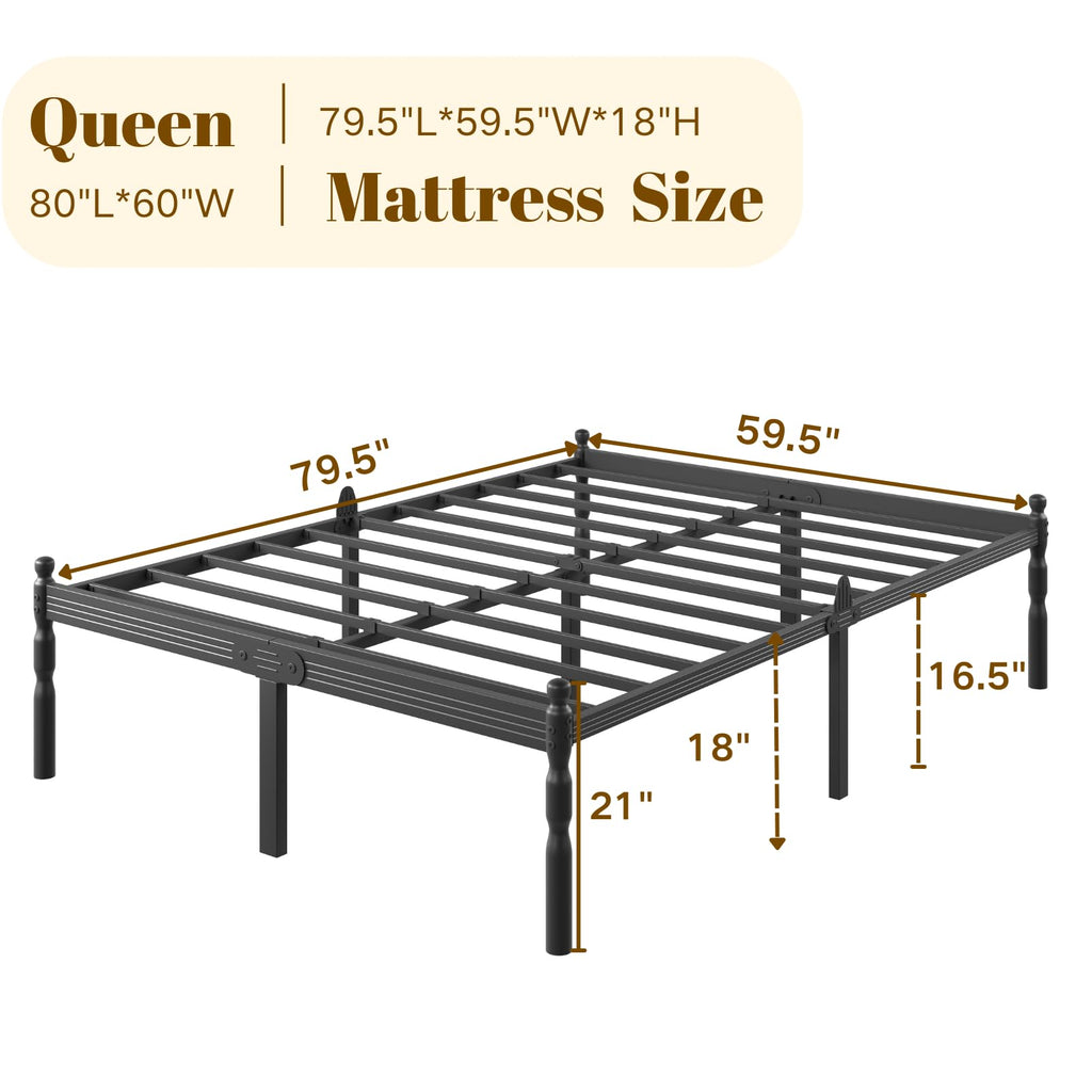 Queen Size Black Metal Bed Frame with Storage D8663