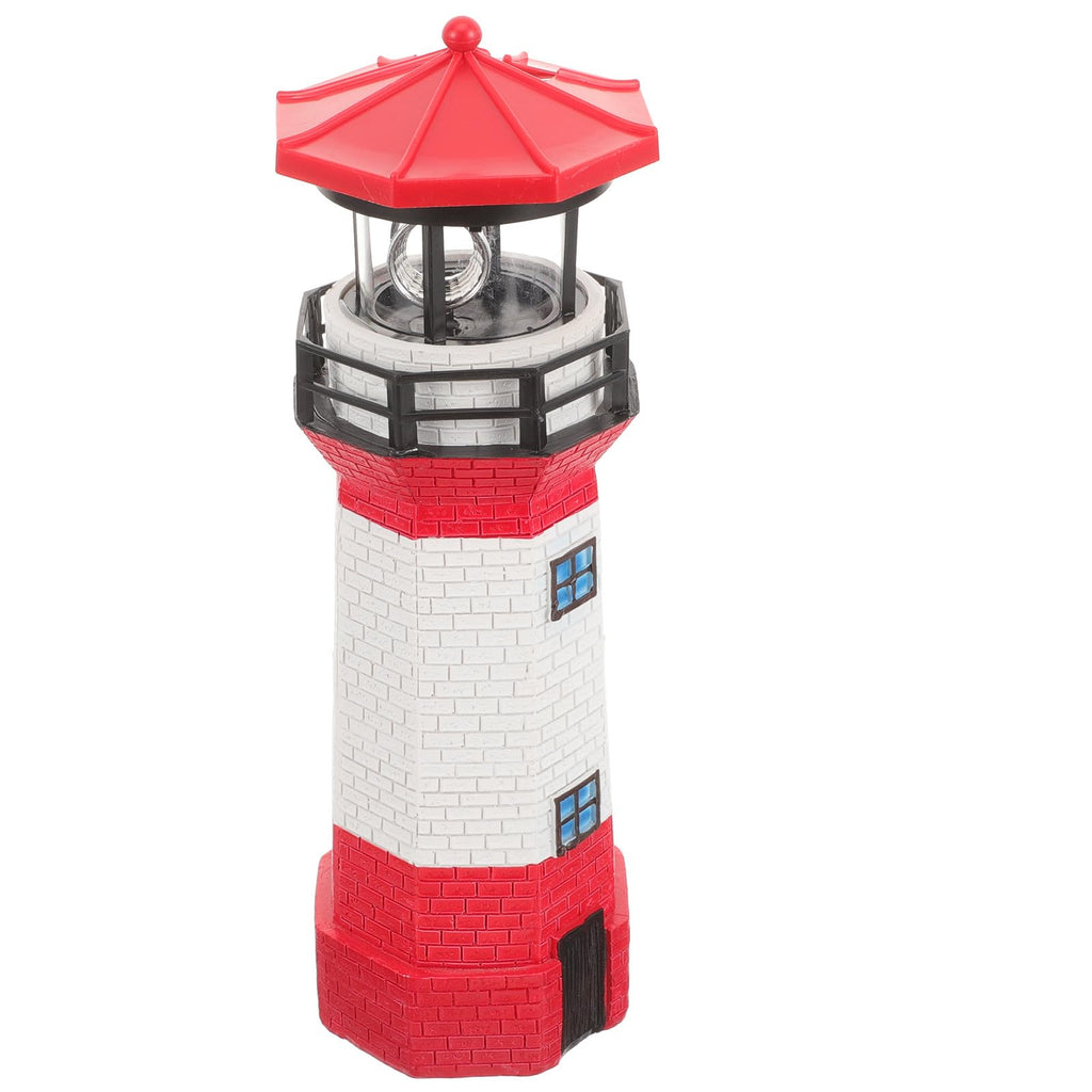 Rotating LED Lighthouse Resin Garden Lamp M6949
