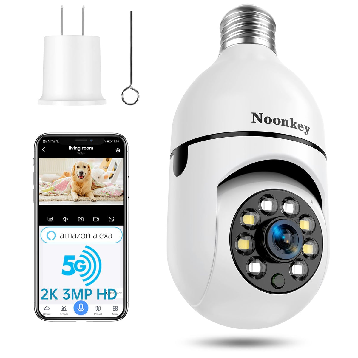 Light Bulb Security Camera 2K 3MP WiFi 360° Color Night Vision Two-Way Talk G770