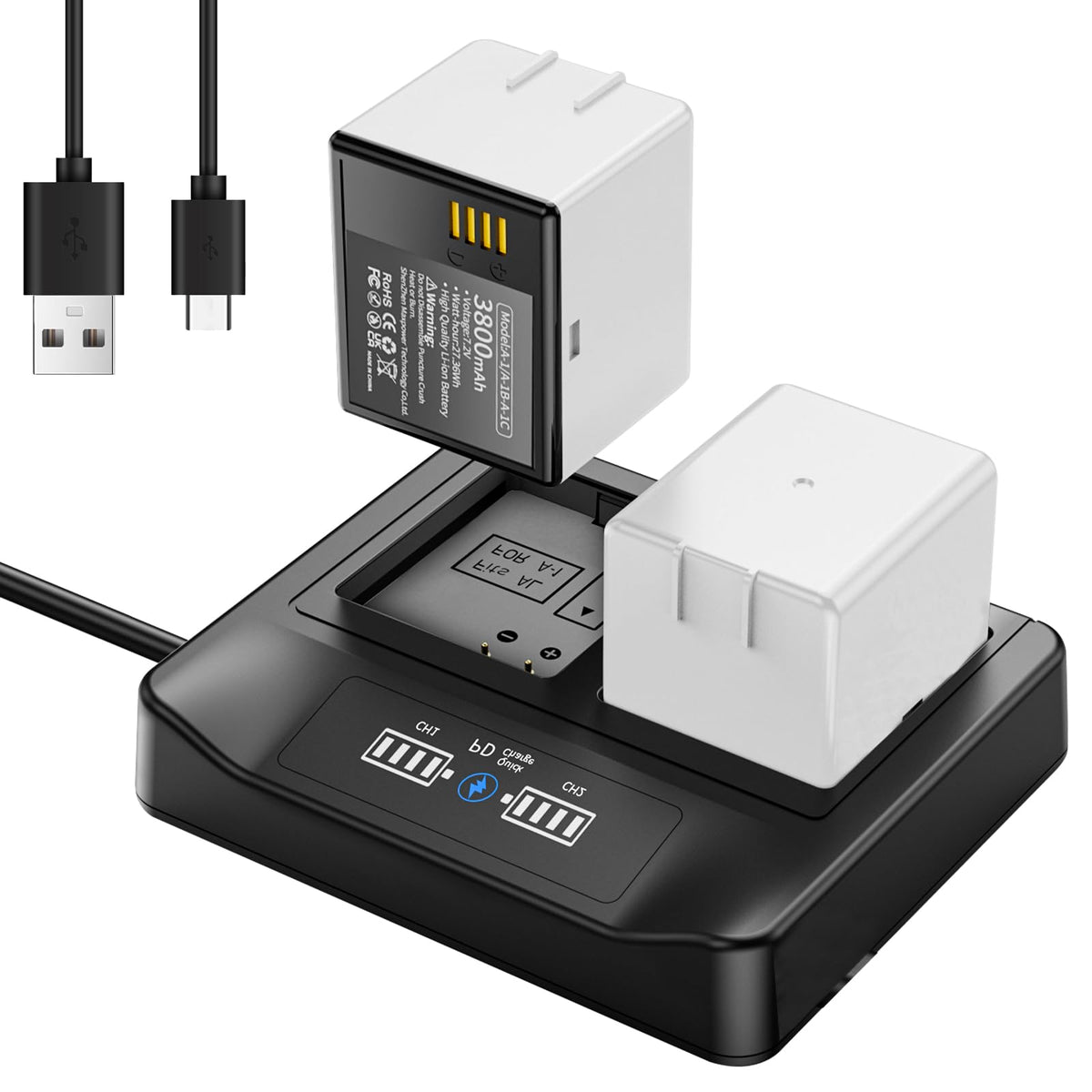2-Pack Rechargeable Batteries with LCD Dual Charger E960732