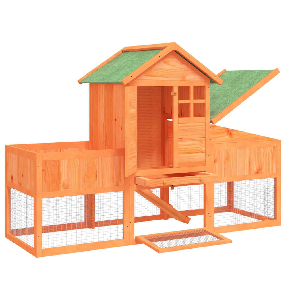 Two-Tier Wooden Rabbit Hutch with Run T540776