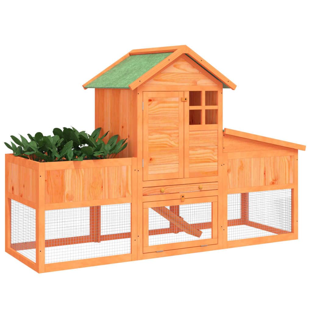 Two-Tier Wooden Rabbit Hutch with Run T540776
