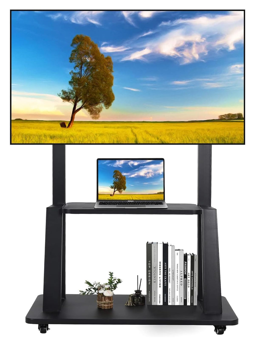 Rolling TV Stand with Wheels for 32-75 Inch Flat Panel Screens with Shelf D998