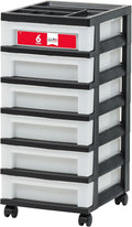 6 Drawer Rolling Storage Cart with Organizer Top, Black L270340