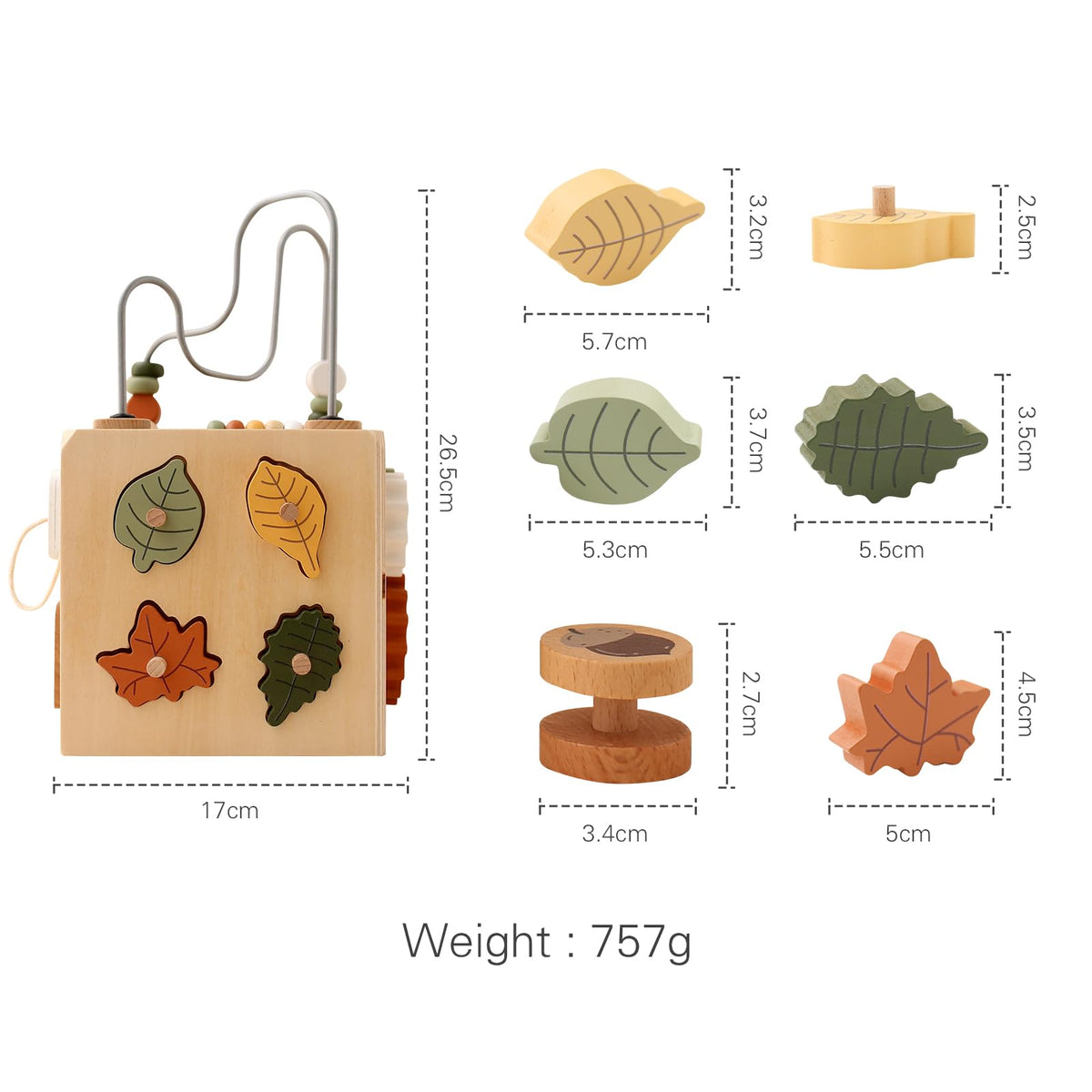 5 in 1 Wooden Activity Cube Bead Maze Shape Sorter Z759757