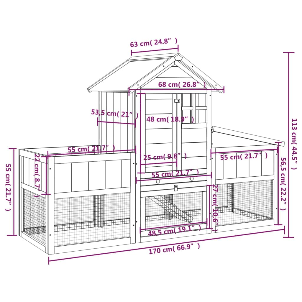 Two-Tier Wooden Rabbit Hutch with Run T540776