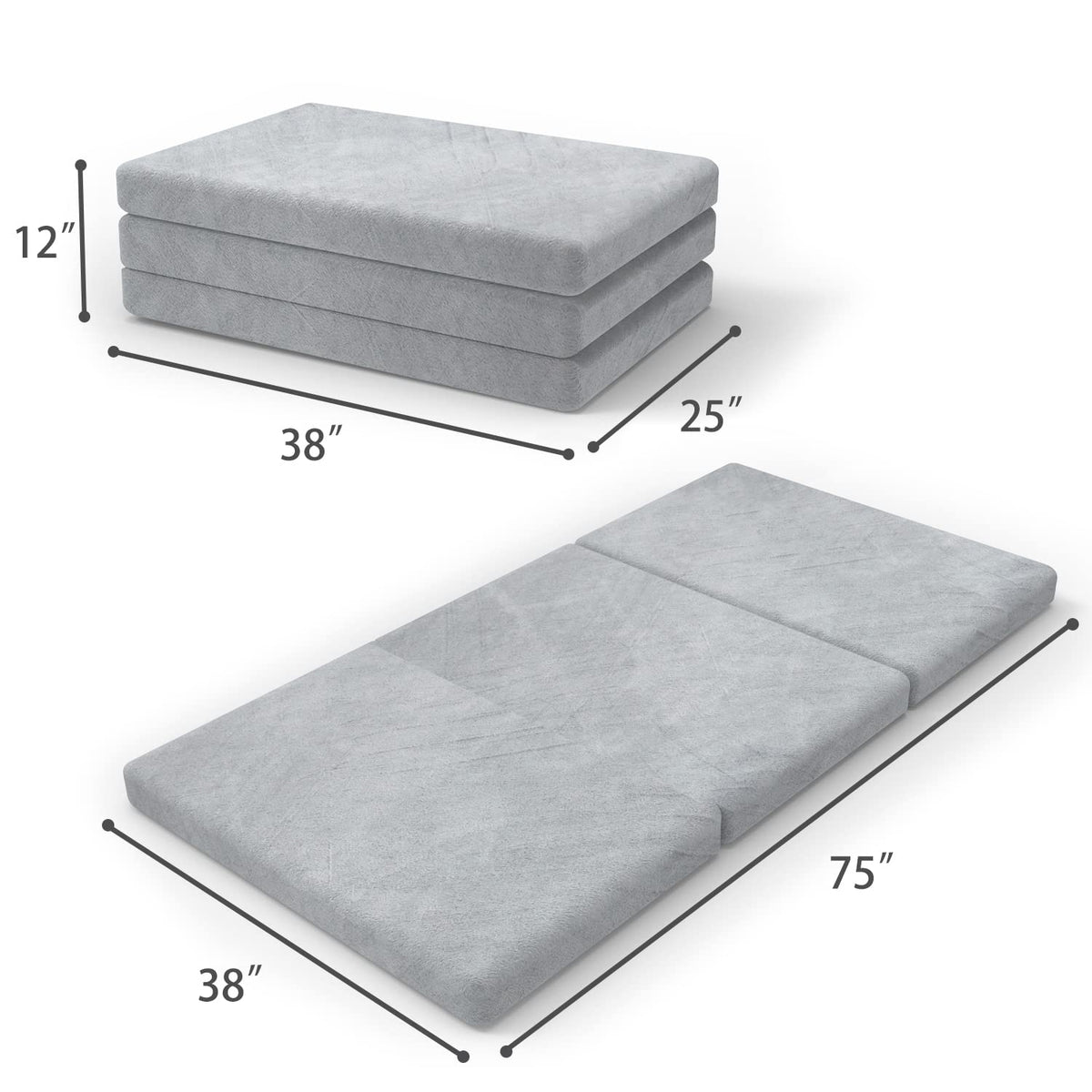 3.95" Full Memory Foam Folding Topper with Storage Bag F5529