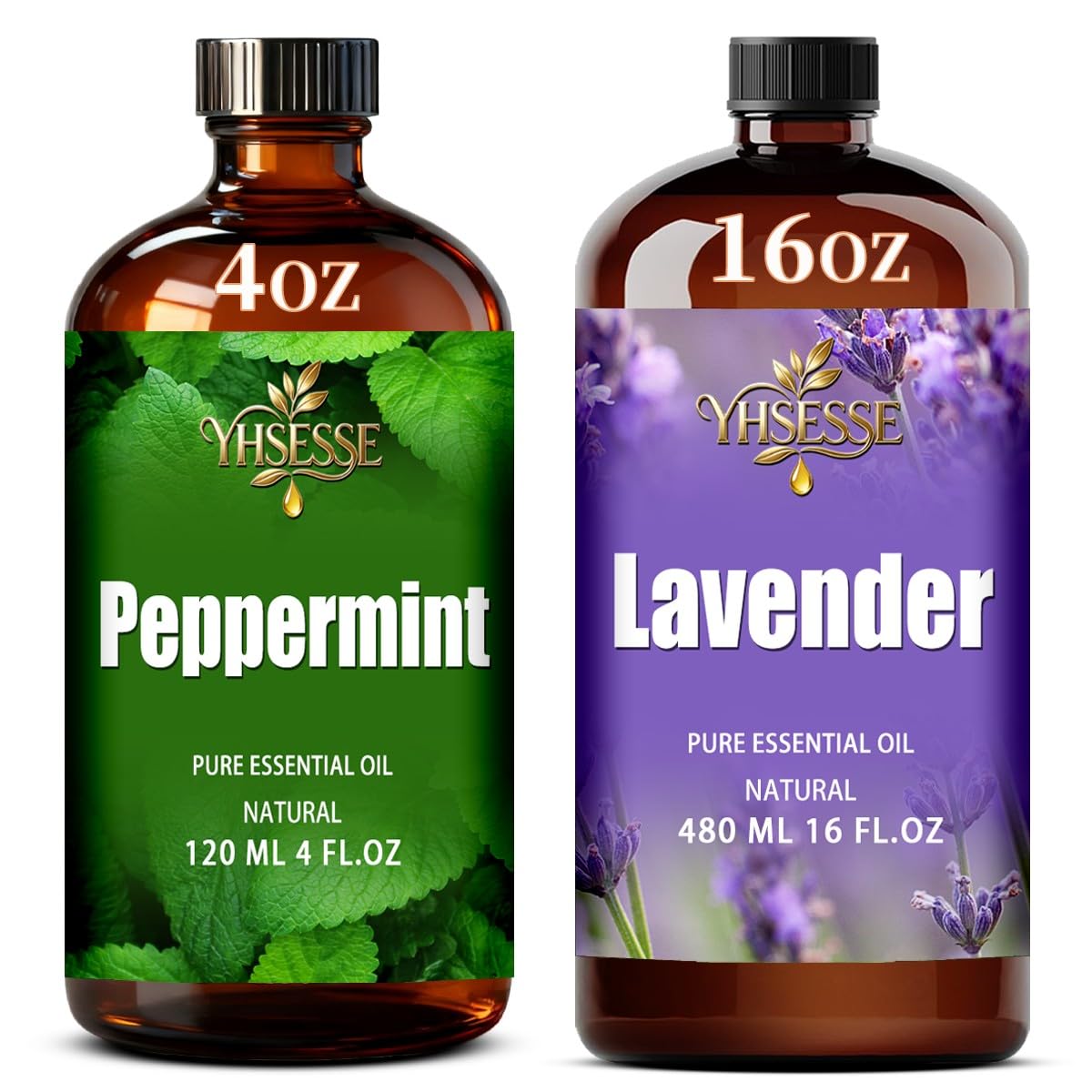 Peppermint and Lavender Essential Oil 4 Fl Oz and 16 Fl Oz I671612