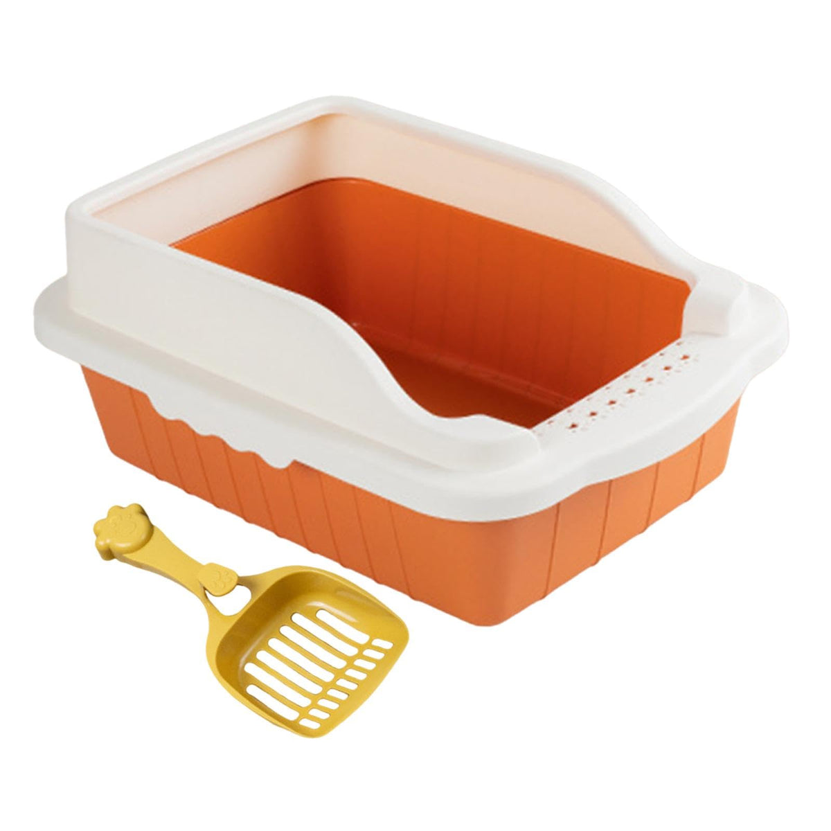 Orange Cat Litter Box with Sifting Spoon F923