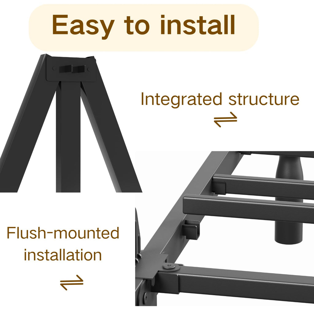 Queen Size Black Metal Bed Frame with Storage D8663