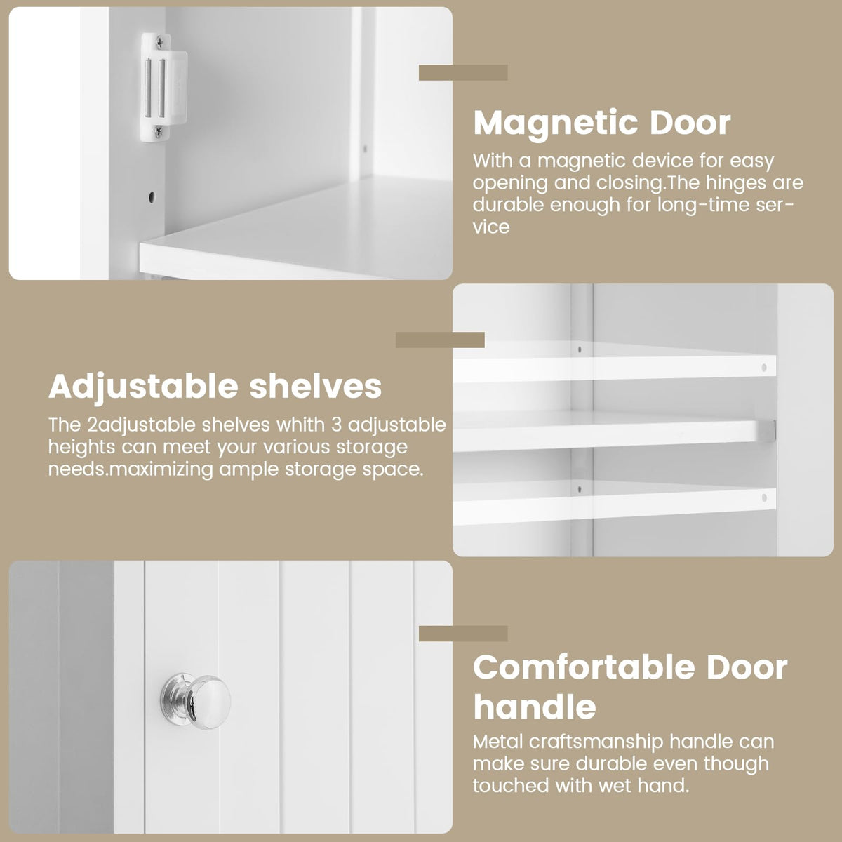 66.9" Tall Bathroom Storage Cabinet with 2 Doors & 1 Drawer W2009