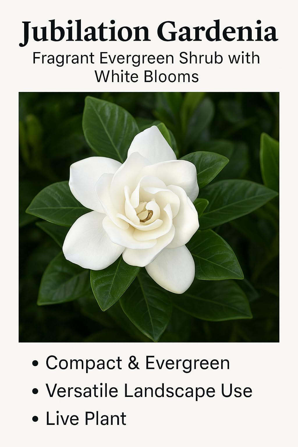 White Fragrant Evergreen Gardenia Live Plant 2 Gallon Y4098