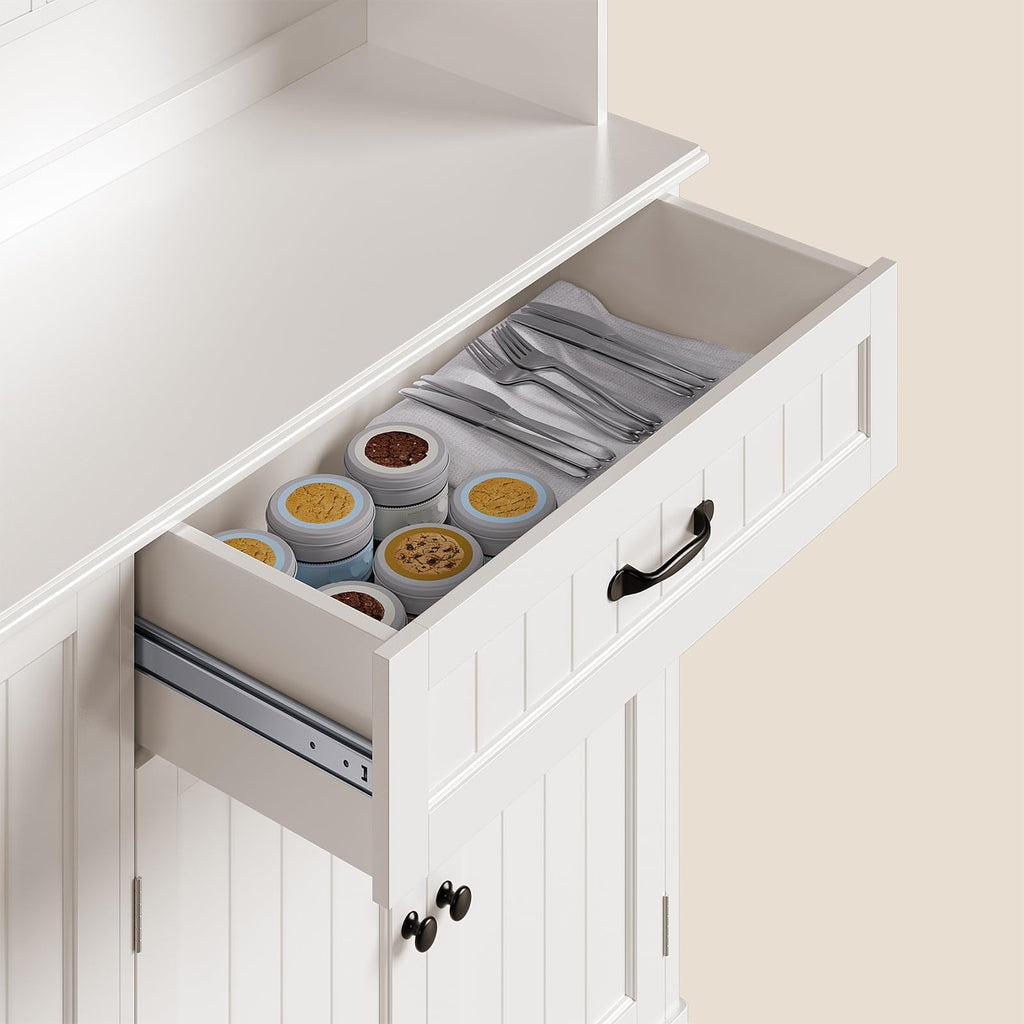 Tall White Kitchen Storage Cabinet with Door and Shelves X20724
