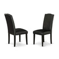 Set of 2 Black Pu Leather Parsons Chairs U6806