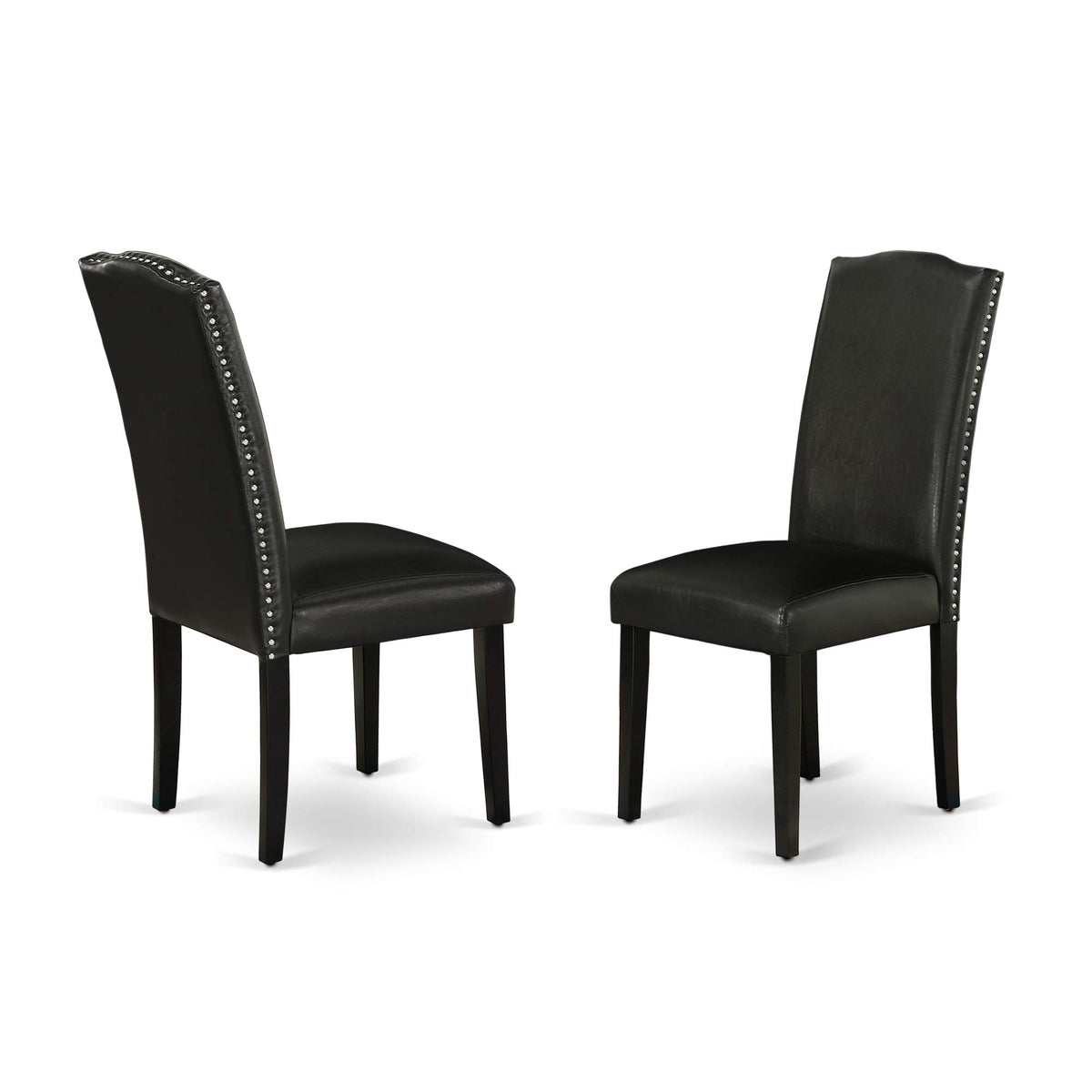 Set of 2 Black Pu Leather Parsons Chairs U6806