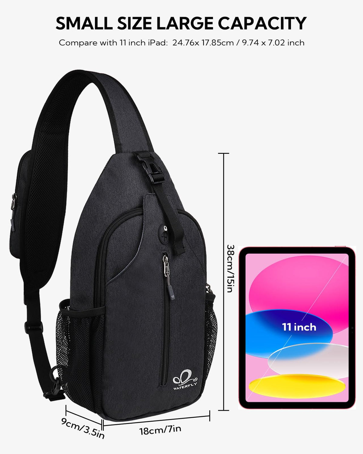 Black Crossbody Sling Bag W331