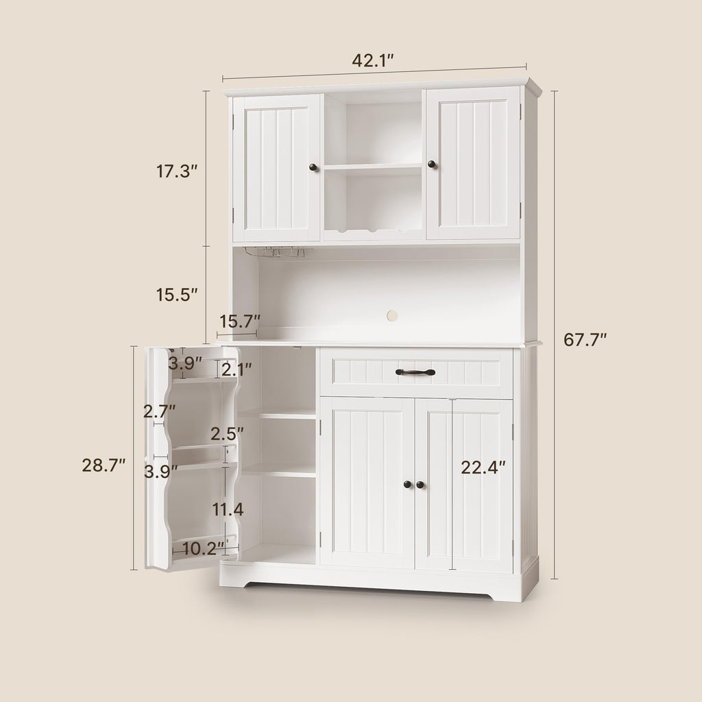 Tall White Kitchen Storage Cabinet with Door and Shelves X20724