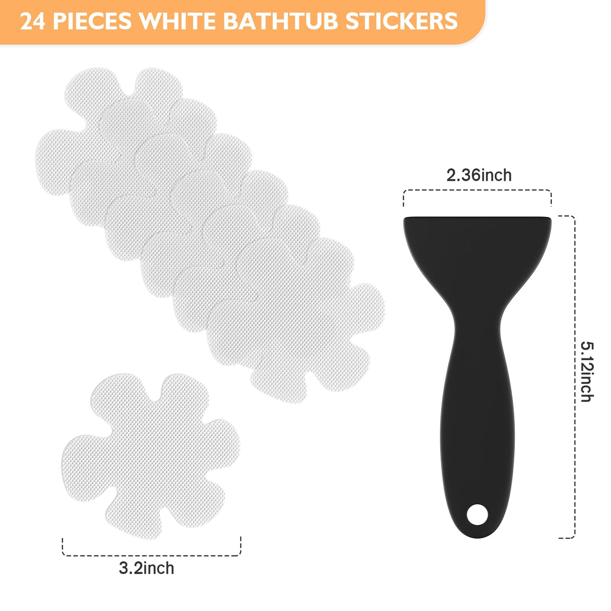 24 PCS Clear Non Slip Bathtub Stickers D8346