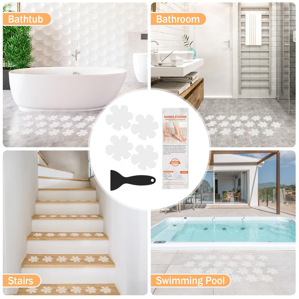 24 PCS Clear Non Slip Bathtub Stickers D8346