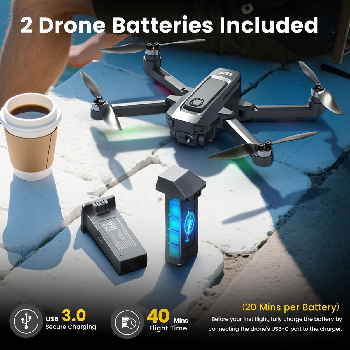 4K Foldable GPS Drone with 4.5" Screen Under 249g Black R34790