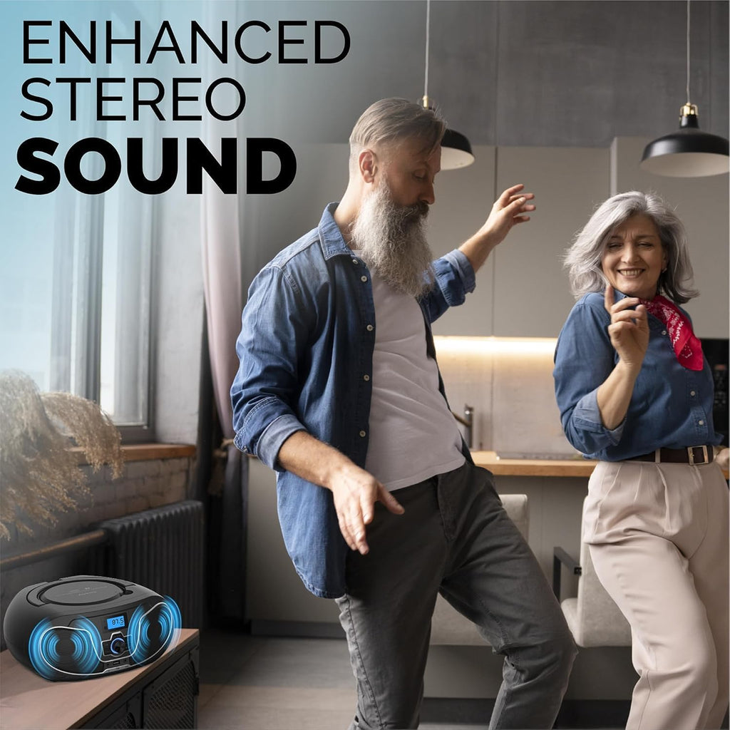Portable CD Player Boombox with Bluetooth, FM Radio, USB Playback & AUX Input X4721