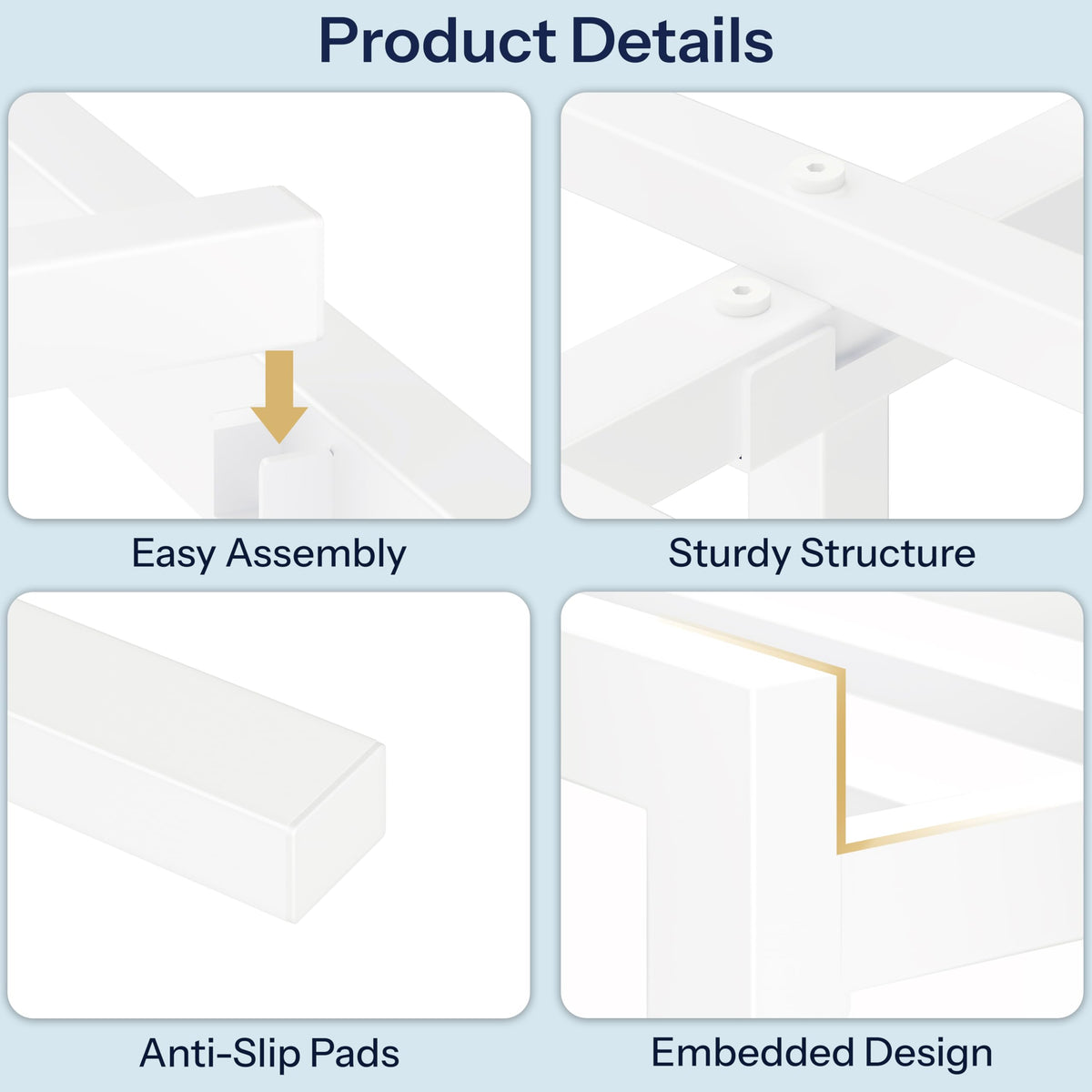 White Twin Metal Bed Frame with USB Charging Station N63376