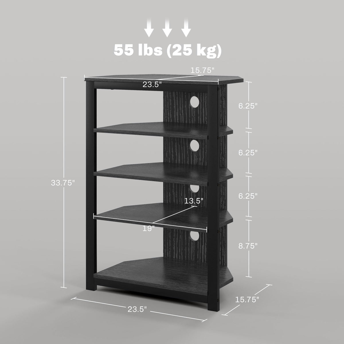 Black 4-Tier Media Stand S96357