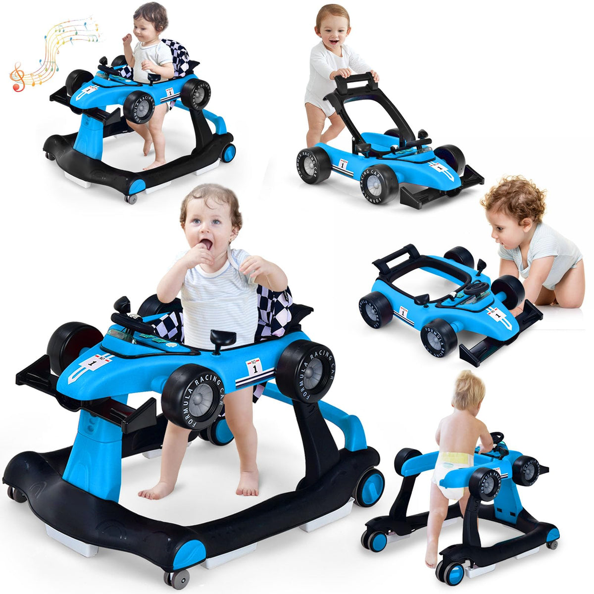 5-in-1 Foldable Baby Walker with Adjustable Height R628768
