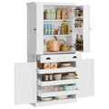 72" White Kitchen Pantry Cabinet with Drawer S701326