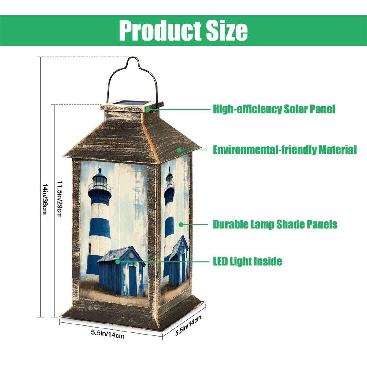 Navy Blue Coastal Solar Lantern X2144