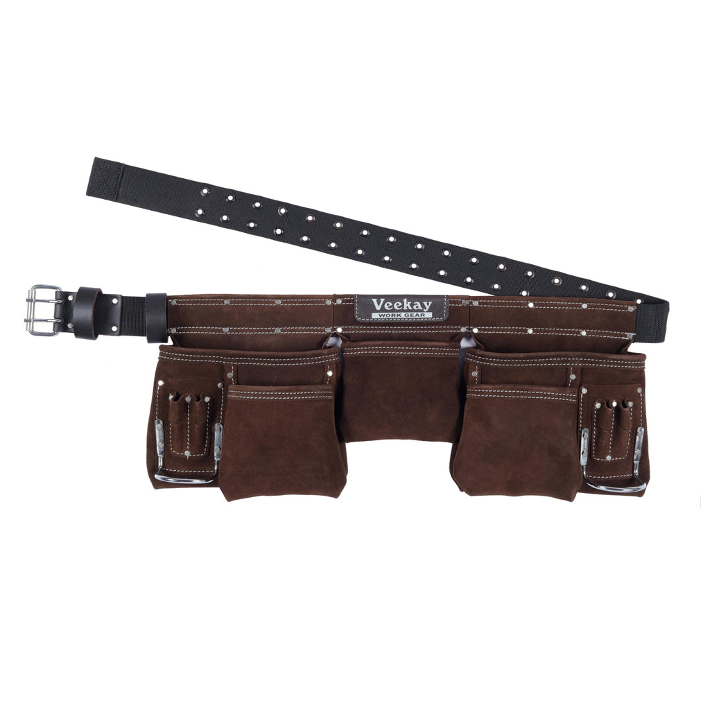 Brown Suede Leather 11-Pocket Tool Belt M22780