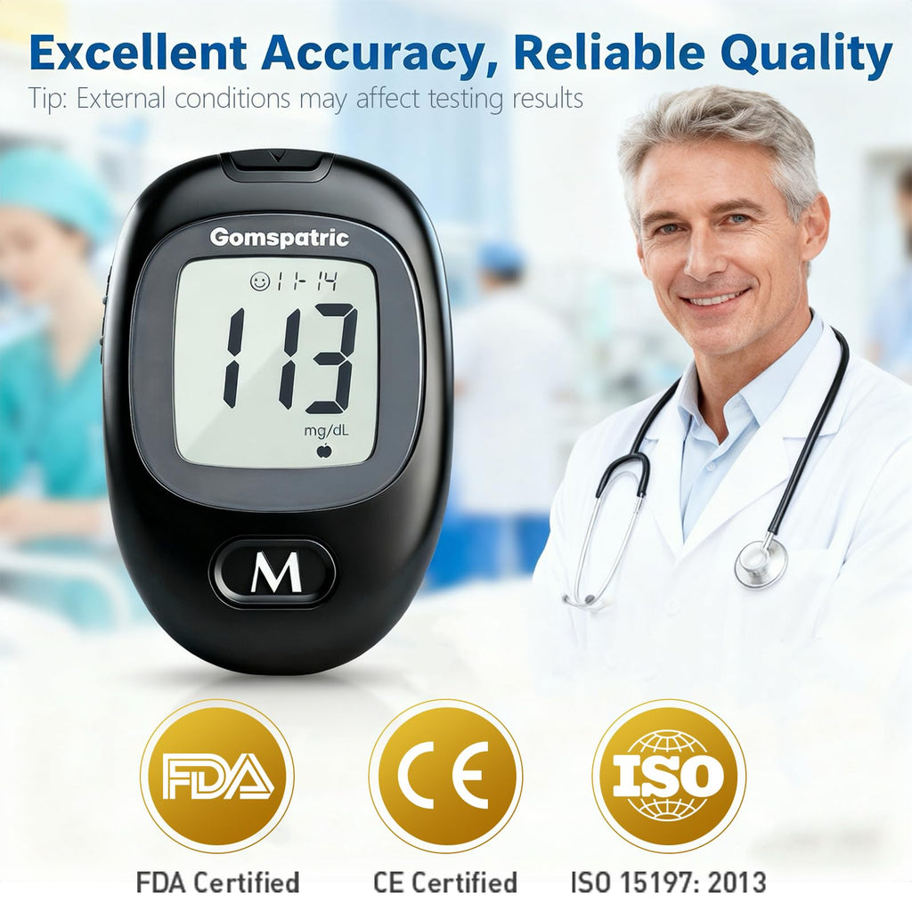 Blood Glucose Monitor Kit with 50 Test Strips and 50 Lancets F672