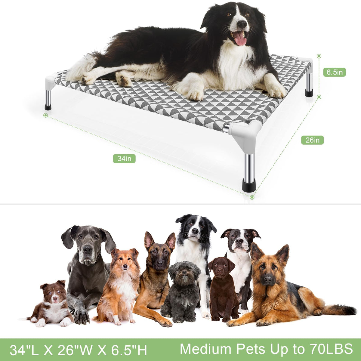 Medium Cotton Elevated Outdoor Dog Bed Y107497